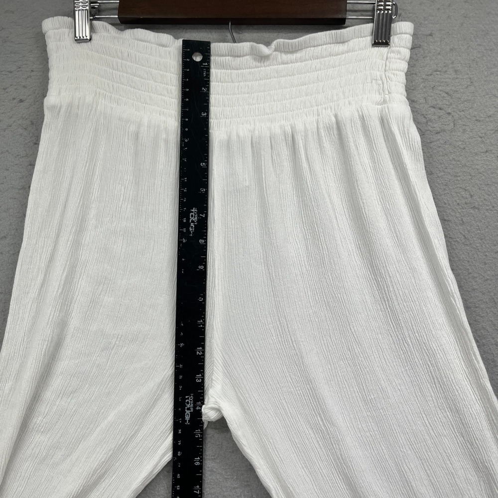 Kona Sol Wide Leg Pants Womens Large White Smocked Side Slit Gauze Beach Coverup - Picture 9 of 14
